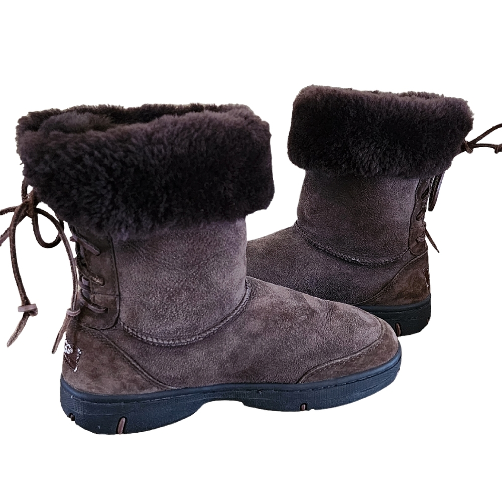 Ugg Australia Ultimate Bind 5219 Boots Brown Suede Lace Up Womens 10